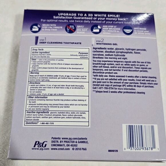 Crest 3D White Brilliance 2 Step Kit, Deep Clean Toothpaste 4oz White Exp 02/26 - Picture 3 of 4